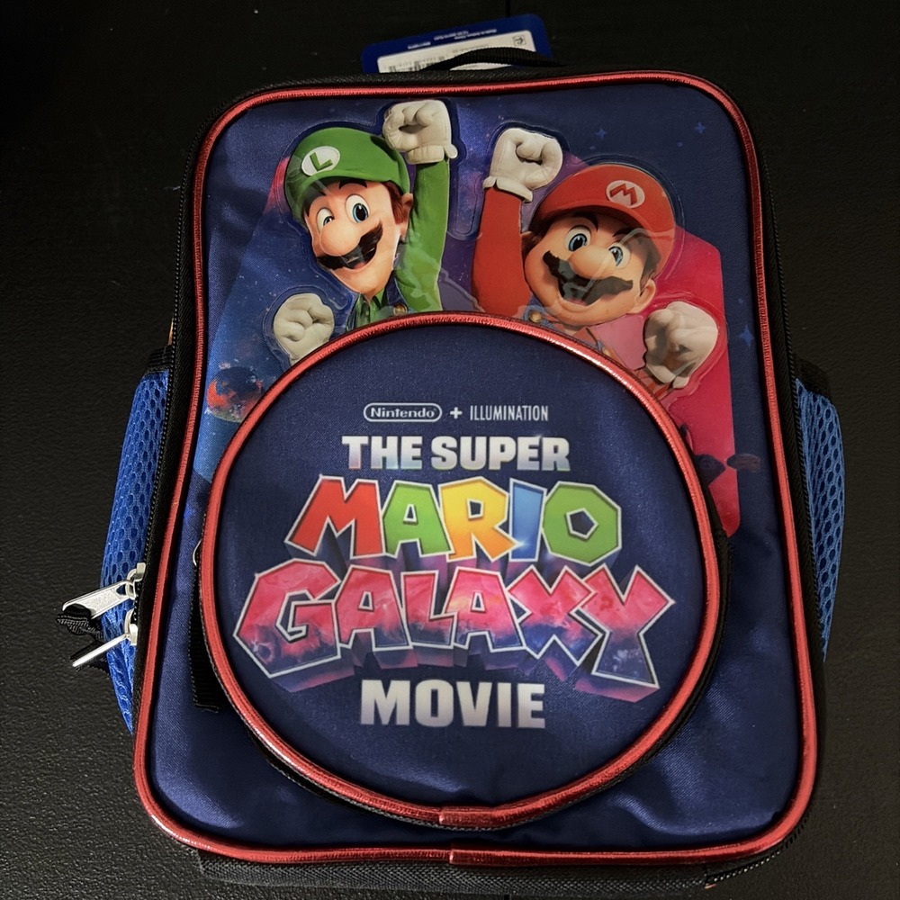 Super Mario Galaxy Movie Insulated Lunch Bag Kids W/Mario & Luigi BRAND NEW